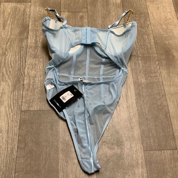 NWT Fashion Nova Chain To You Sheer See Through Mesh Bodysuit - Picture 5 of 8
